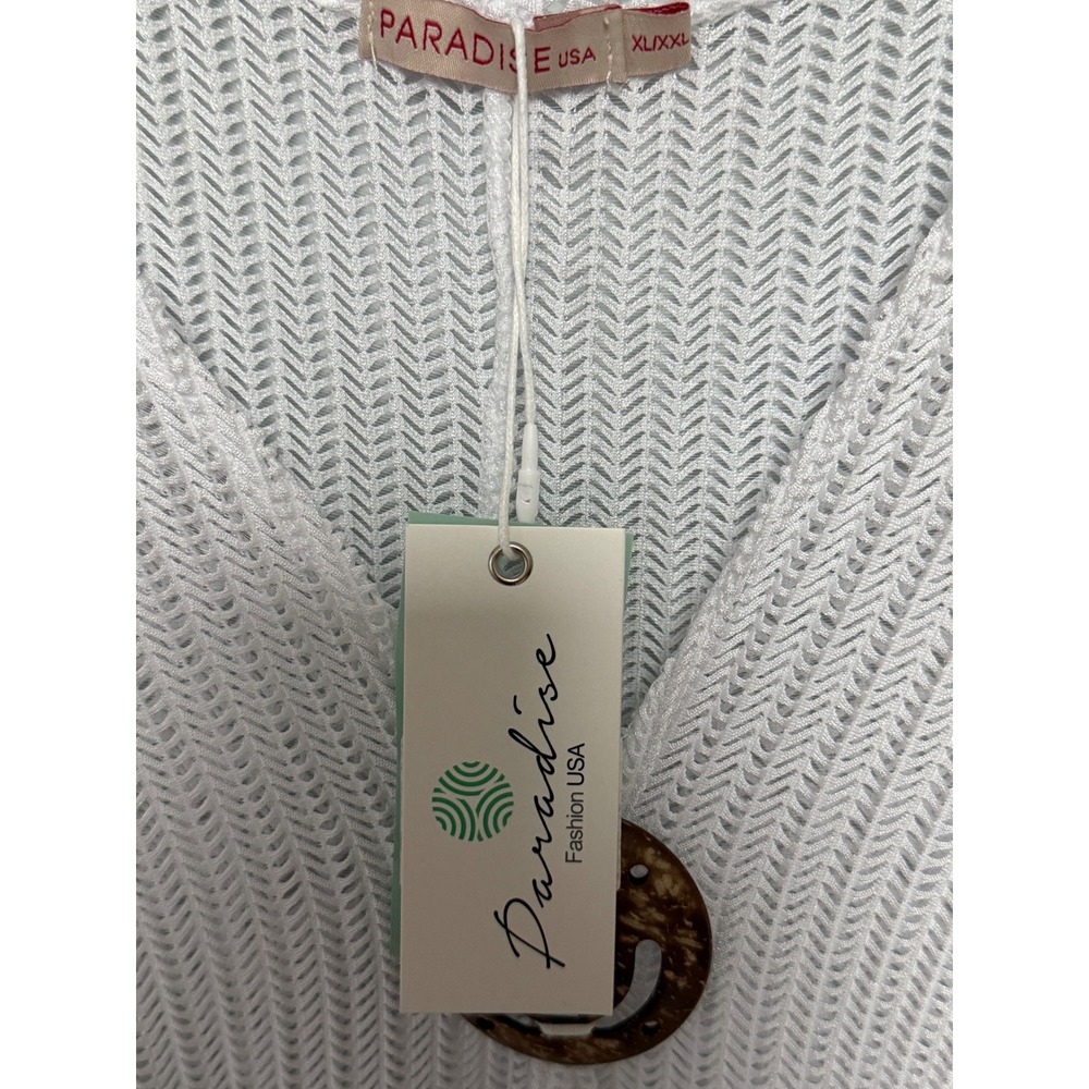 Paradise Fashion USA White Beach Cover Up Tank Top Handkerchief Hem XL/XXL NWT - Picture 5 of 9